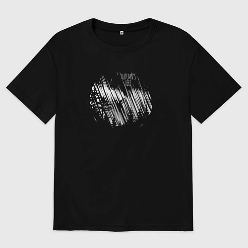 Мужская футболка оверсайз Осенний велосипедный закат / Черный – фото 1