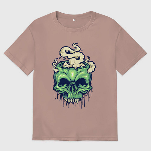 Мужская футболка оверсайз Skull smoke / Пыльно-розовый – фото 1