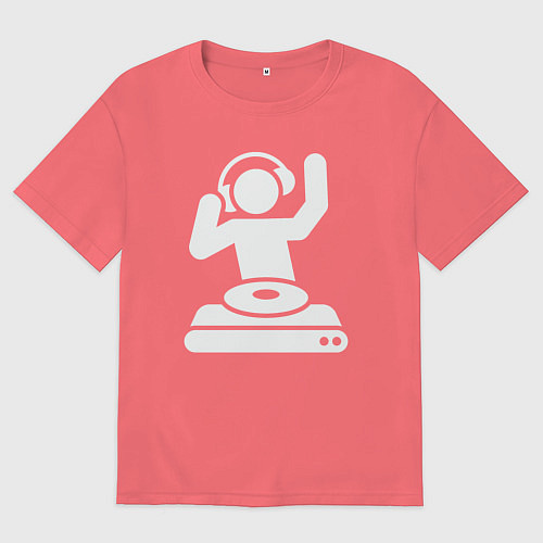 Мужская футболка оверсайз Party dj / Коралловый – фото 1