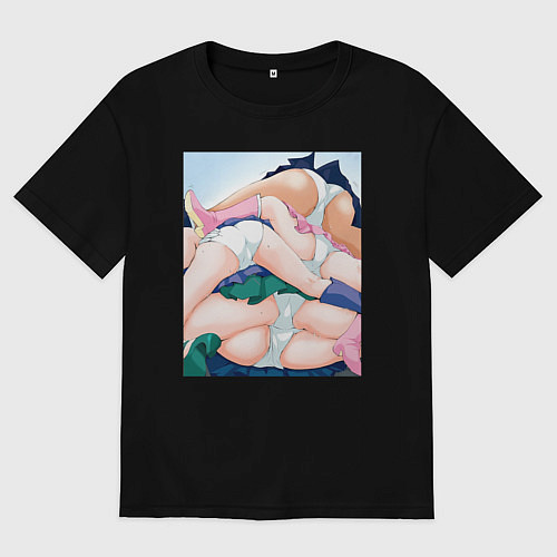 Мужская футболка оверсайз Senpai секси / Черный – фото 1