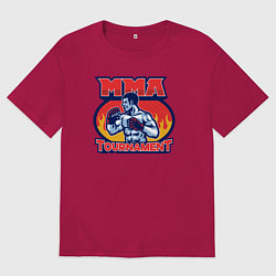 Футболка оверсайз мужская MMA турнир, цвет: маджента