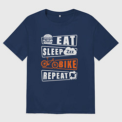 Мужская футболка оверсайз Еда сон велосипед