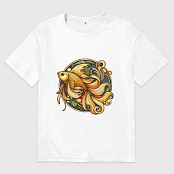 Мужская футболка оверсайз Золотая рыбка исполняет желания