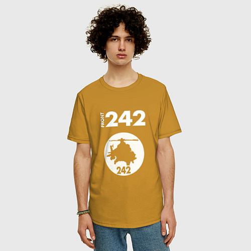 Мужская футболка оверсайз Front 242 - Copter / Горчичный – фото 3