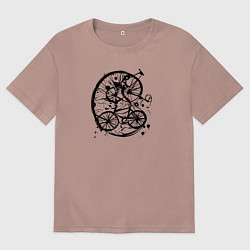 Мужская футболка оверсайз Байк абстракция