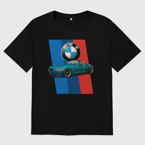 Мужская футболка оверсайз Родстер BMW Z4 / Черный – фото 1