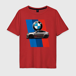 Футболка оверсайз мужская Кроссовер BMW X6 M, цвет: красный