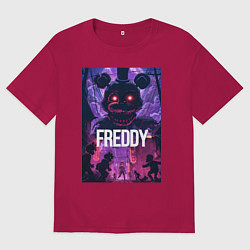 Футболка оверсайз мужская Freddy - мишка Фредди, цвет: маджента
