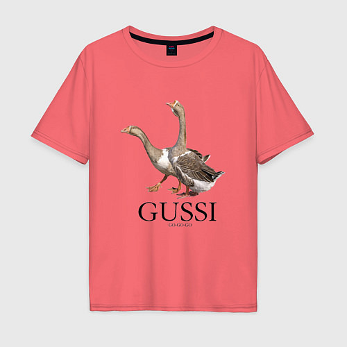 Мужская футболка оверсайз Gussi ga-ga-ga / Коралловый – фото 1