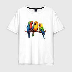 Футболка оверсайз мужская Разговор попугаев, цвет: белый