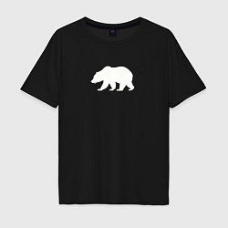 Футболка оверсайз мужская Силуэт таёжного медведя, цвет: черный