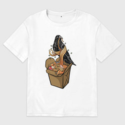 Мужская футболка оверсайз Ворон и лапша