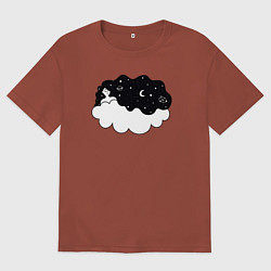 Футболка оверсайз мужская Космическая девушка на облаке, цвет: кирпичный