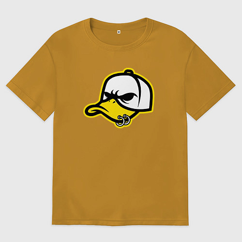 Мужская футболка оверсайз Кепка утка / Горчичный – фото 1