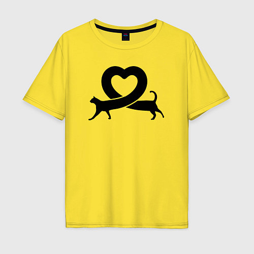 Мужская футболка оверсайз Love cat / Желтый – фото 1