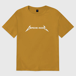 Футболка оверсайз мужская Depeche Mode - Metallica logo, цвет: горчичный