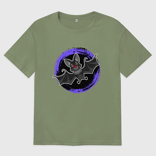 Мужская футболка оверсайз Мультяшная летучая мышь / Авокадо – фото 1