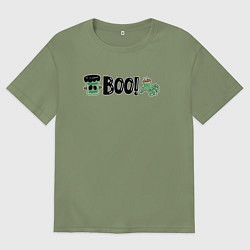 Футболка оверсайз мужская Франкенштейн: хэллоуинская страшилка, цвет: авокадо