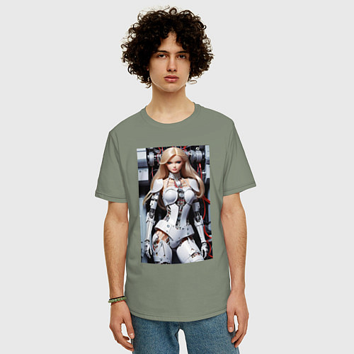 Мужская футболка оверсайз Кибер Барби - нейросеть фантазия / Авокадо – фото 3