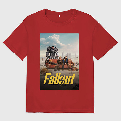Мужская футболка оверсайз Фоллаут на диване / Красный – фото 1