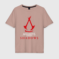 Футболка оверсайз мужская Assassins creed shadows logo, цвет: пыльно-розовый
