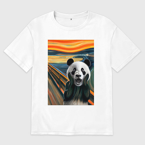 Мужская футболка оверсайз Панда: Крик- мем картина от нейросети / Белый – фото 1