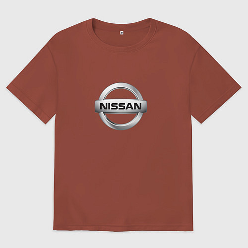 Мужская футболка оверсайз Nissan logo / Кирпичный – фото 1