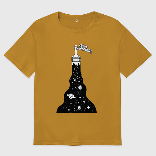 Мужская футболка оверсайз Художник космонавт / Горчичный – фото 1