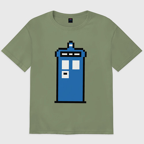 Мужская футболка оверсайз Tardis pixels / Авокадо – фото 1