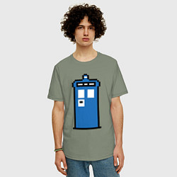 Футболка оверсайз мужская Tardis pixels, цвет: авокадо — фото 2