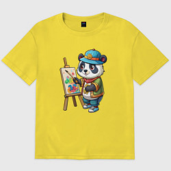 Футболка оверсайз мужская Панда-художник, цвет: желтый