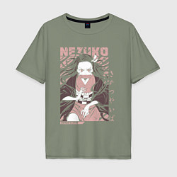 Мужская футболка оверсайз Demon slayer Nezuko pinck