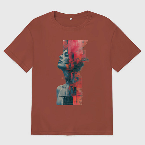 Мужская футболка оверсайз Девушка абстракция / Кирпичный – фото 1