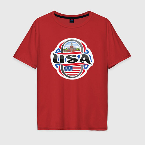 Мужская футболка оверсайз Style USA / Красный – фото 1