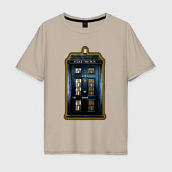 Футболка оверсайз мужская Tardis Sherlock, цвет: миндальный