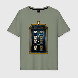 Футболка оверсайз мужская Tardis Sherlock, цвет: авокадо