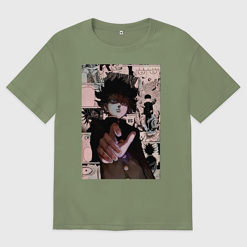 Мужская футболка оверсайз Моб Психо 100 Рицу Кагэяма Шигэо Кагэяма / Авокадо – фото 1