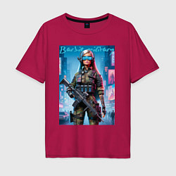Футболка оверсайз мужская Barbie military - special forces, цвет: маджента