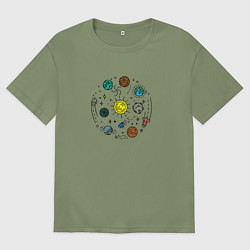 Футболка оверсайз мужская Вокруг солнца за 365 дней, цвет: авокадо