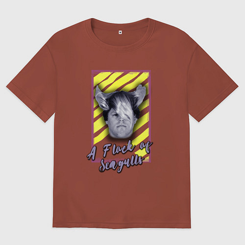 Мужская футболка оверсайз A flock of seagulls band / Кирпичный – фото 1