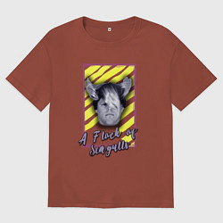 Футболка оверсайз мужская A flock of seagulls band, цвет: кирпичный