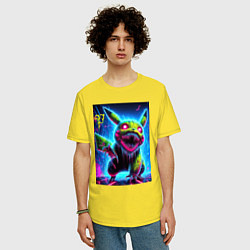 Футболка оверсайз мужская Pikachu - nightmare ai art fantasy, цвет: желтый — фото 2