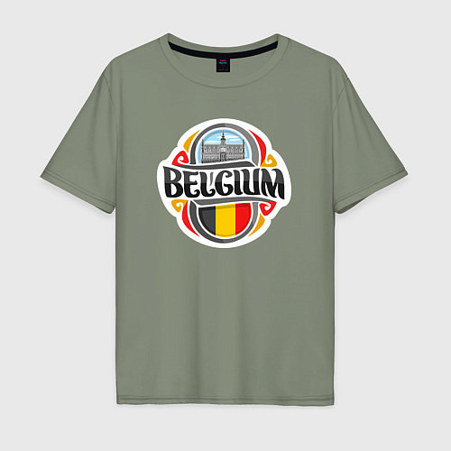 Мужская футболка оверсайз Бельгия / Авокадо – фото 1