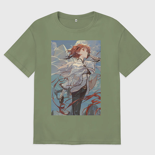 Мужская футболка оверсайз Реинкарнация безработного Эрис Бореас Грейрат мечн / Авокадо – фото 1