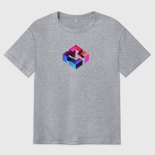 Мужская футболка оверсайз Куб абстракция / Меланж – фото 1