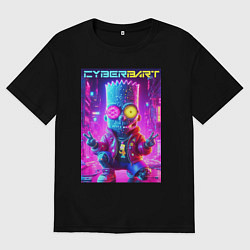 Мужская футболка оверсайз Cyber Bart in metropolis - neon glow