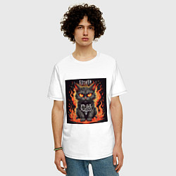 Футболка оверсайз мужская Сингл Котики - Скелеты в шкафу, цвет: белый — фото 2