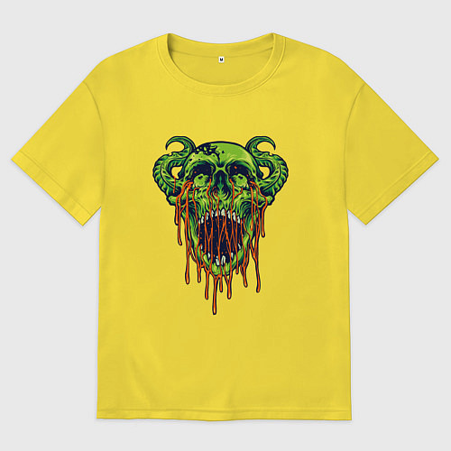 Мужская футболка оверсайз Демонский череп / Желтый – фото 1