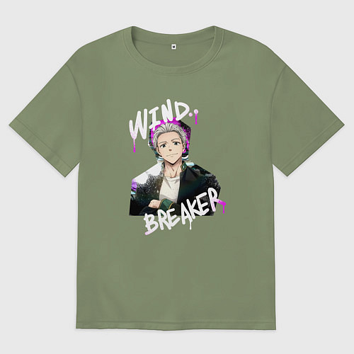 Мужская футболка оверсайз Wind Breaker - Hajime Umemiya / Авокадо – фото 1