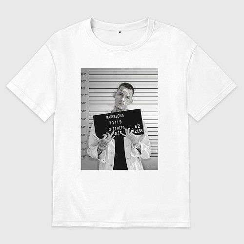 Мужская футболка оверсайз Кизару арестован / Белый – фото 1